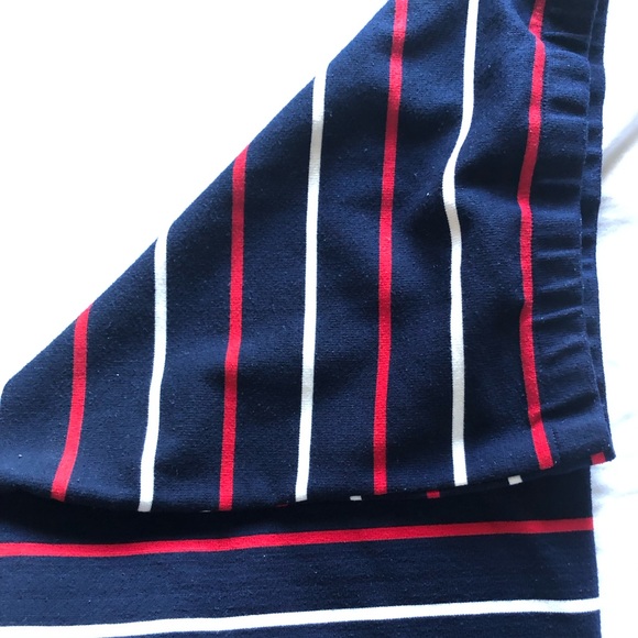 Navy red and white striped skirt that falls below the knee - Picture 5 of 5